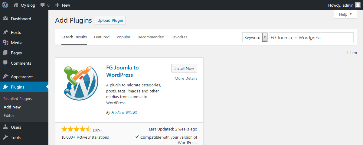 FG Joomla to Wordpress Plugin